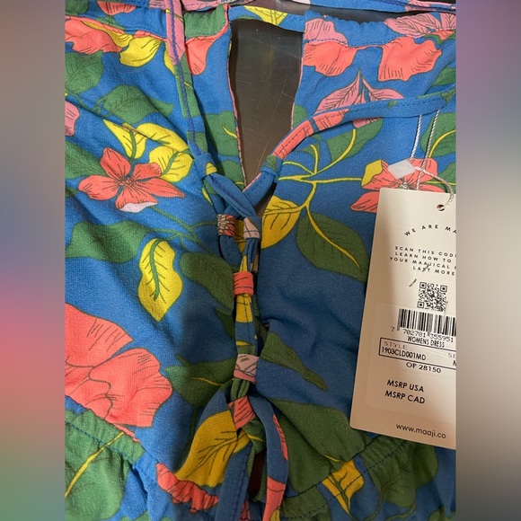 Maaji Floral Star Flower Maxi Dress Lace Up Back Medium NWT $138 - Picture 14 of 15